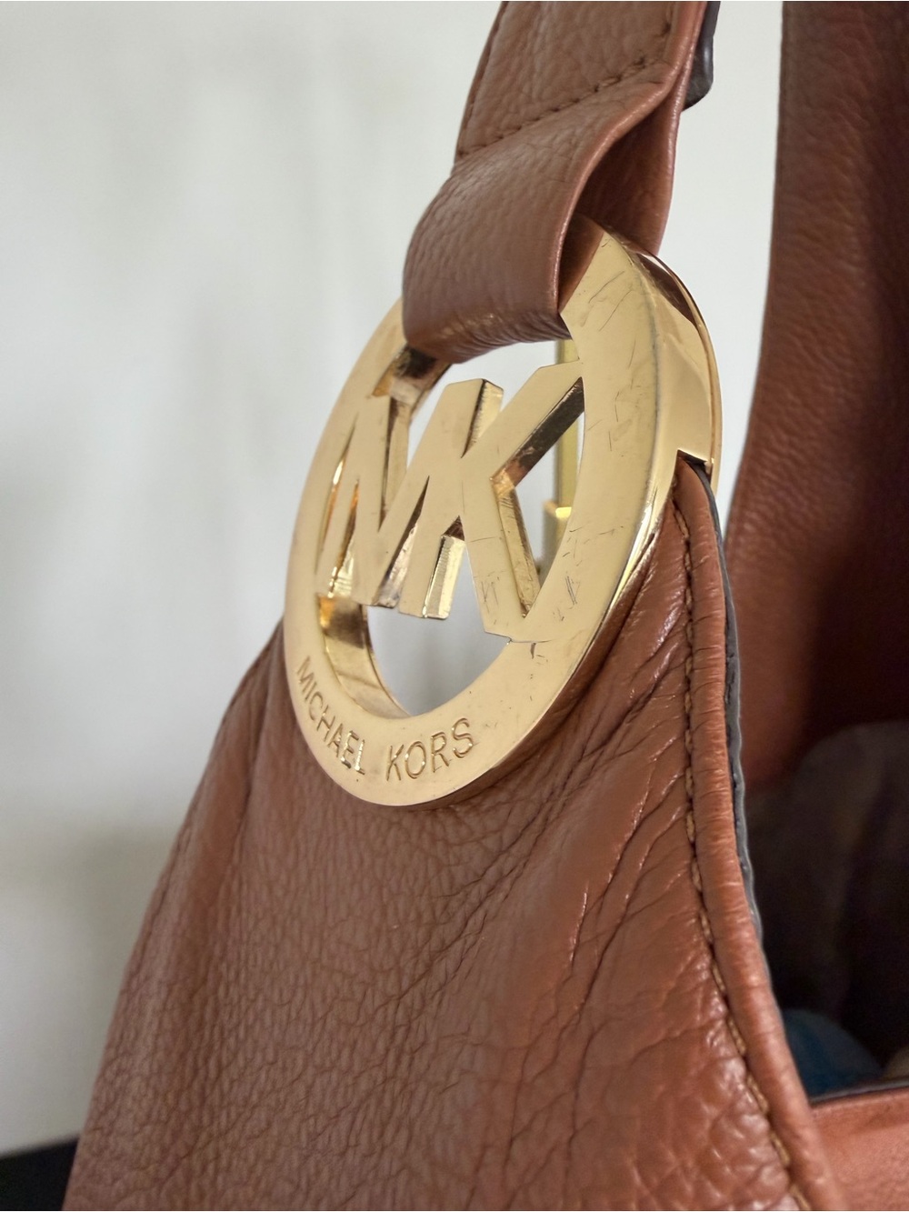 Michael Kors Leather Fulton Large Hobo Shoulder Bag Brown - Picture 6 of 10